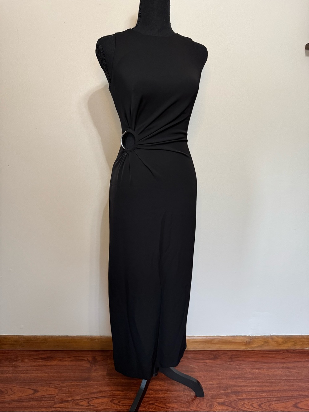 ZARA Black Dress with front silver eyelet
